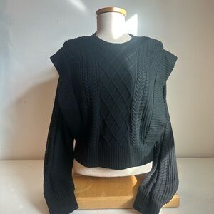 BABATON Merino Wool Black Cable Knit Sweater | Size: Small